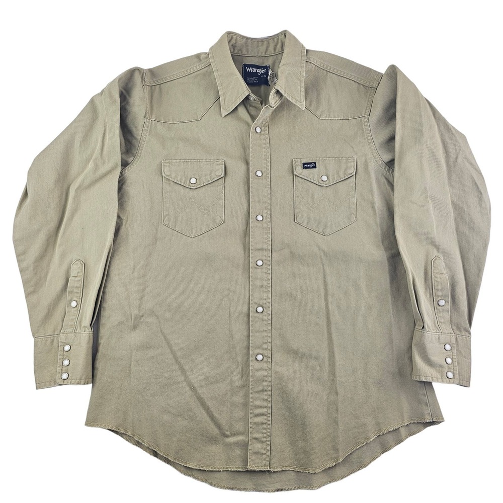 Wrangler Men's Cowboy Cut Twill Long Sleeve Snap Front Western Work Shirt 17-35